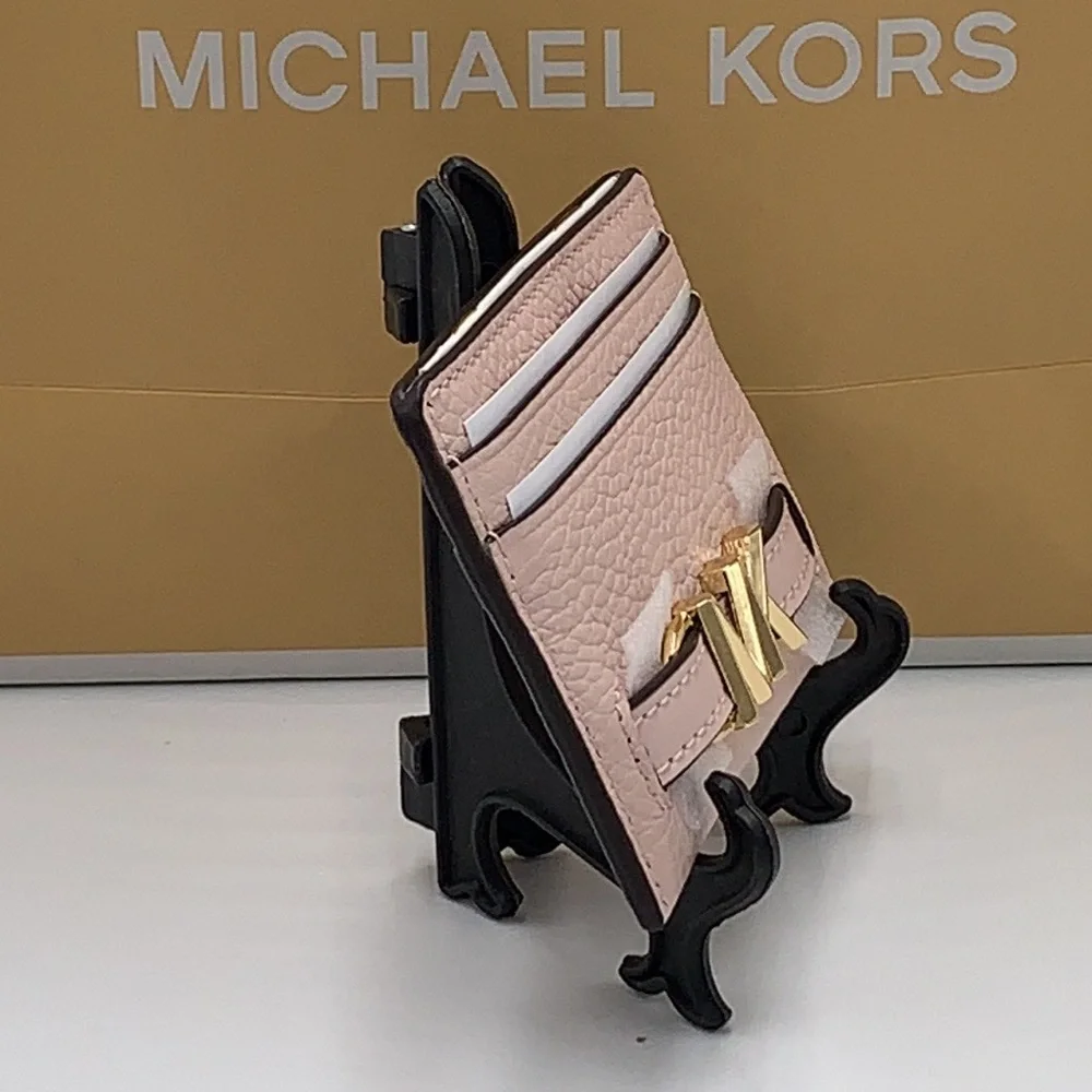 MICHAEL KORS Reed Large Pebbled Leather Card Holder Case Wallet POWDER BLUSH